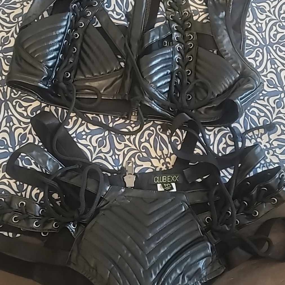 Clubexx Black Lace-Up Corset Top and Bottom Set